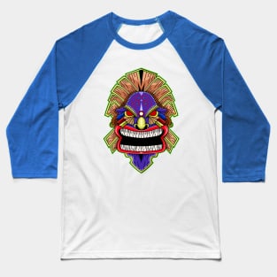 Tiki Mask Wooden Hair Baseball T-Shirt